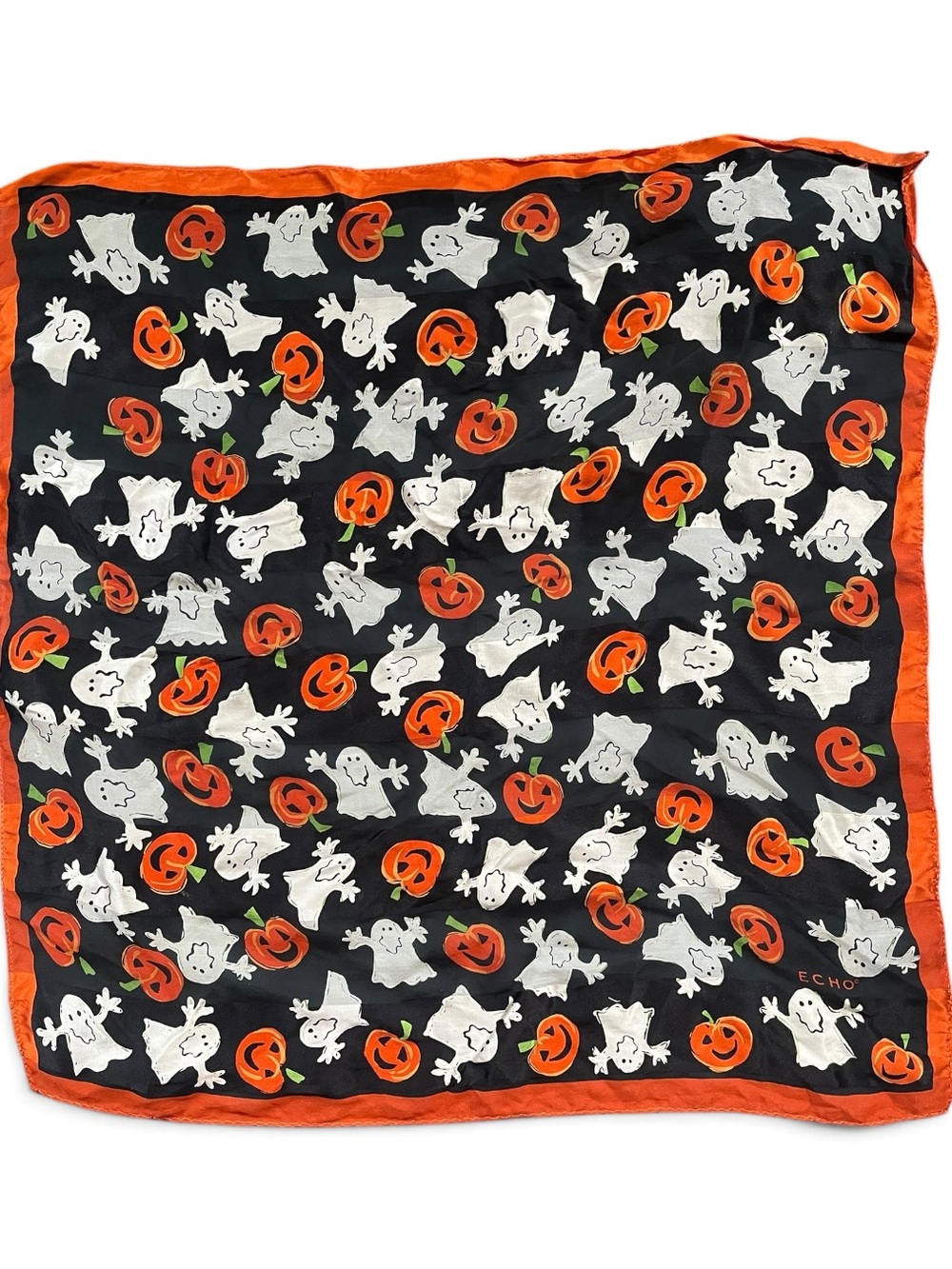 Y2K Era Halloween Scarf by Echo 100% Silk